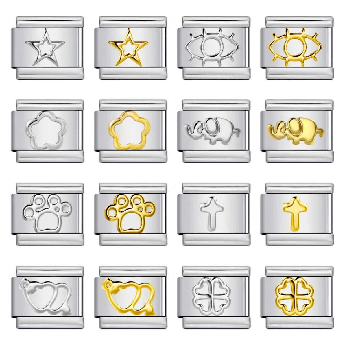 URING Neue Mode Y2K Blume Stern Augen Liebe Herz Fit 9mm Italienischen Charme Armband Edelstahl Schmuck DIY Machen für Geschenk