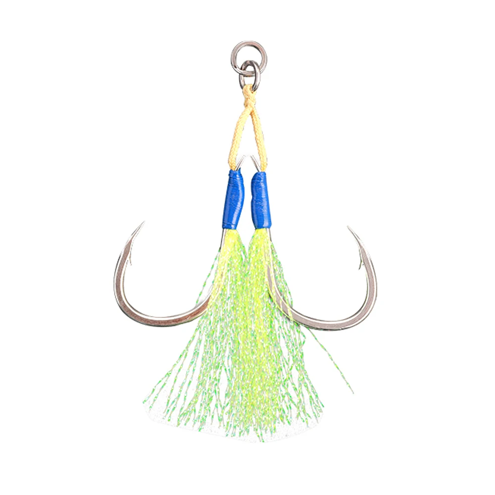 JIGGING PRO Luminous Double Assist Hooks Slow Jigging Hooks With Glow  Feather Sea Fishing For Jigging Lure