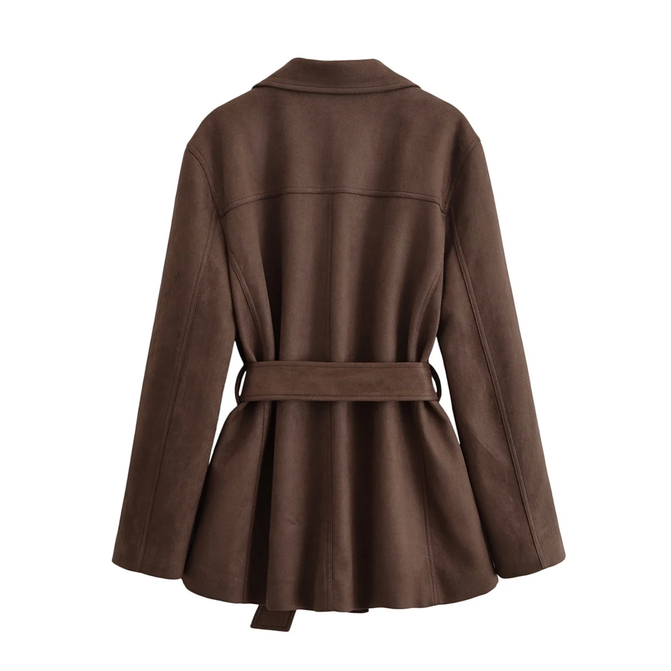 Women's Faux Suede Loose Windbreaker Jackets Solid With Belt Long Sleeve Trench Coat Female Fashion Chic Blazers Jackets Streetw