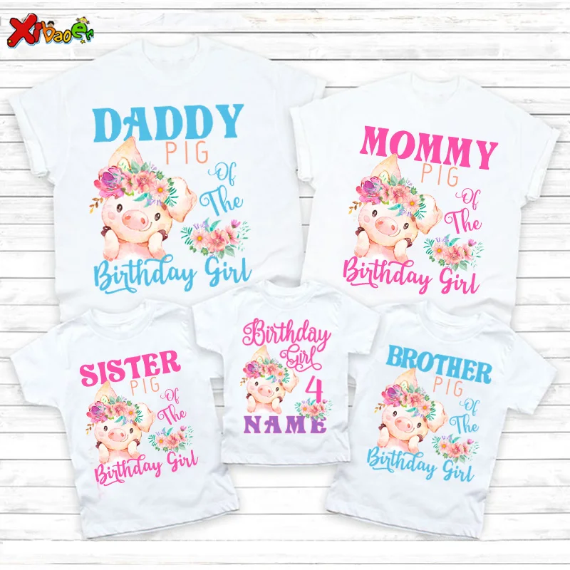 

Custom Pig Family Birthday Shirt Cute Little Pig Shirt for Family Shirt Matching Tshirt 3st 4th Party Clothes Outfit Custom Name