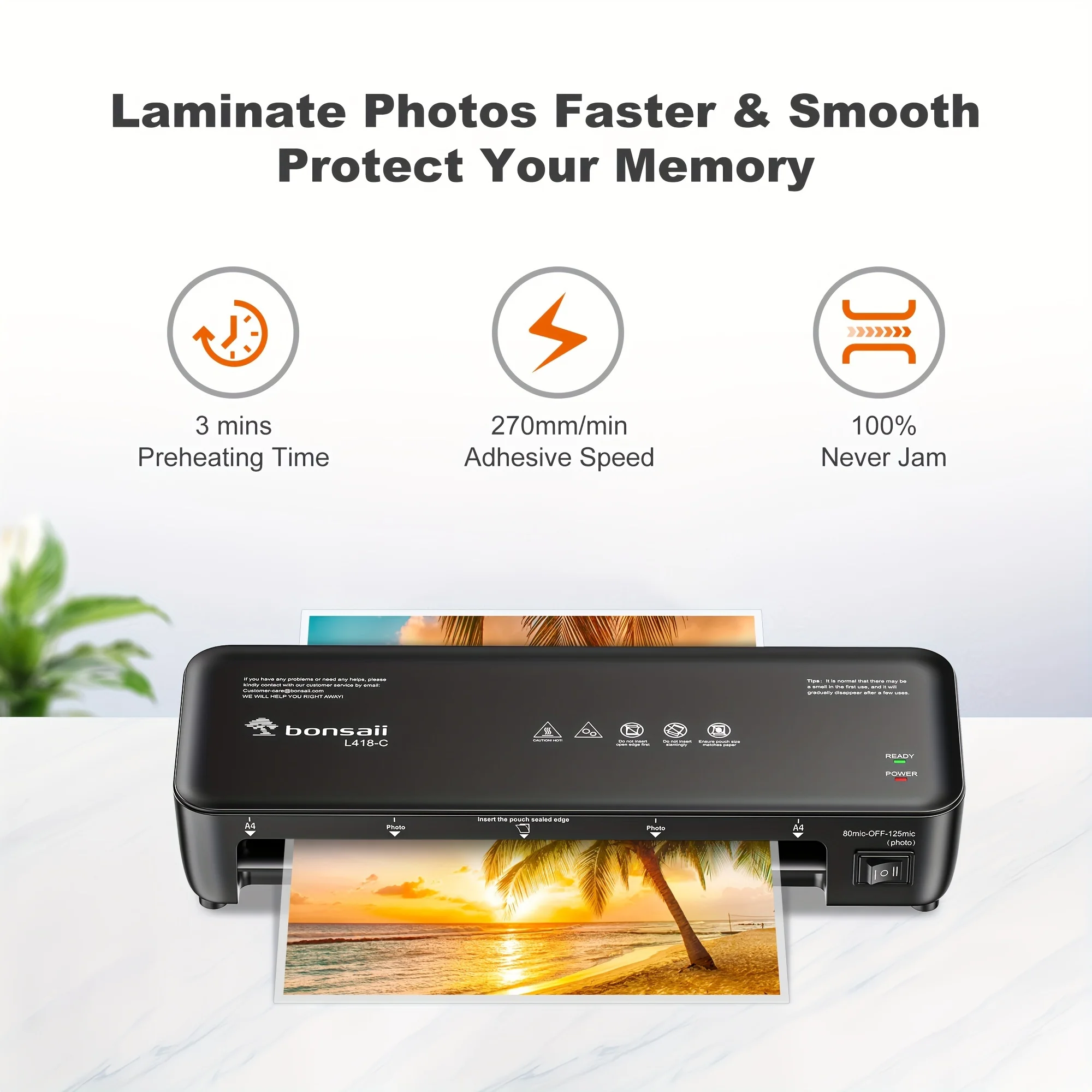 9" 4-in-1 Laminator with Never Jam Tech Includes 40 Sheets for Home Office | laminating machine