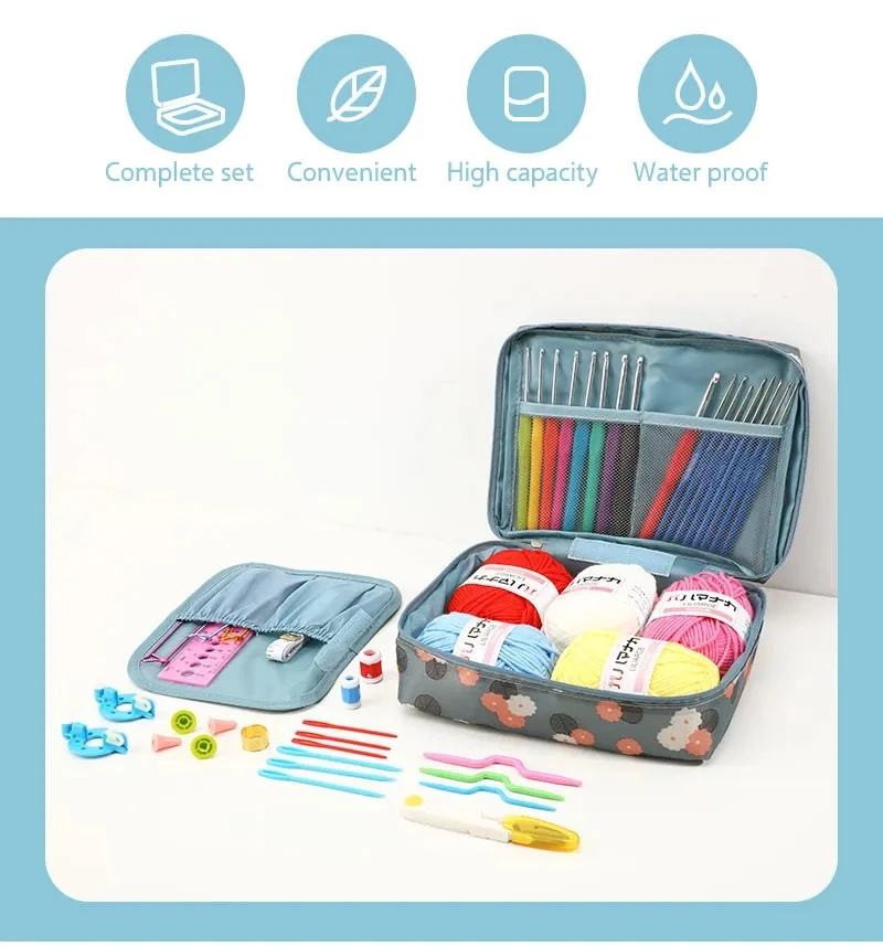 Description Picture 5 of itemNew Hot Wool Crochet Kit Storage Bag Ergonomic Knitting Croche Hooks Set Yarn and Sewing Accessories Women Gift For Beginners