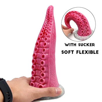 YOCY New 7cm Thick Octopus Tentacle Dildo Anal Silicone Sex Toy Gray Meat Color Butt Plug With Suction Cup Male Masturbate 2