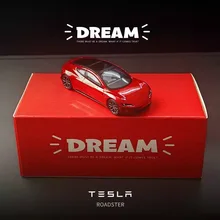 

1:64 Tesla Dream Roadster Concept Car Alloy Electric Sports Car Die Cast Metal Simulation Children's Mini Toy Car Ornament Gift