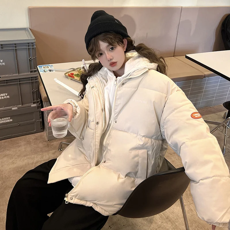 

Хлопковая куртка для женщин и двойка с имитацией дизайна, хлопковая куртка в студенческом стиле, трикотажная шапка с маленькими фигурками,