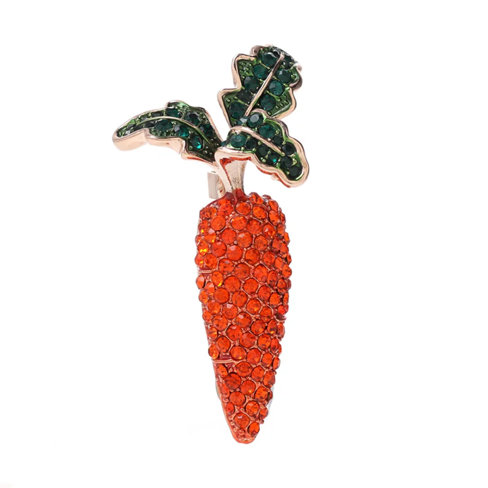 

2 PCS Girls Backpack Brooch Pin Rhinestone Women Breastpin Decorations Carrot Miss