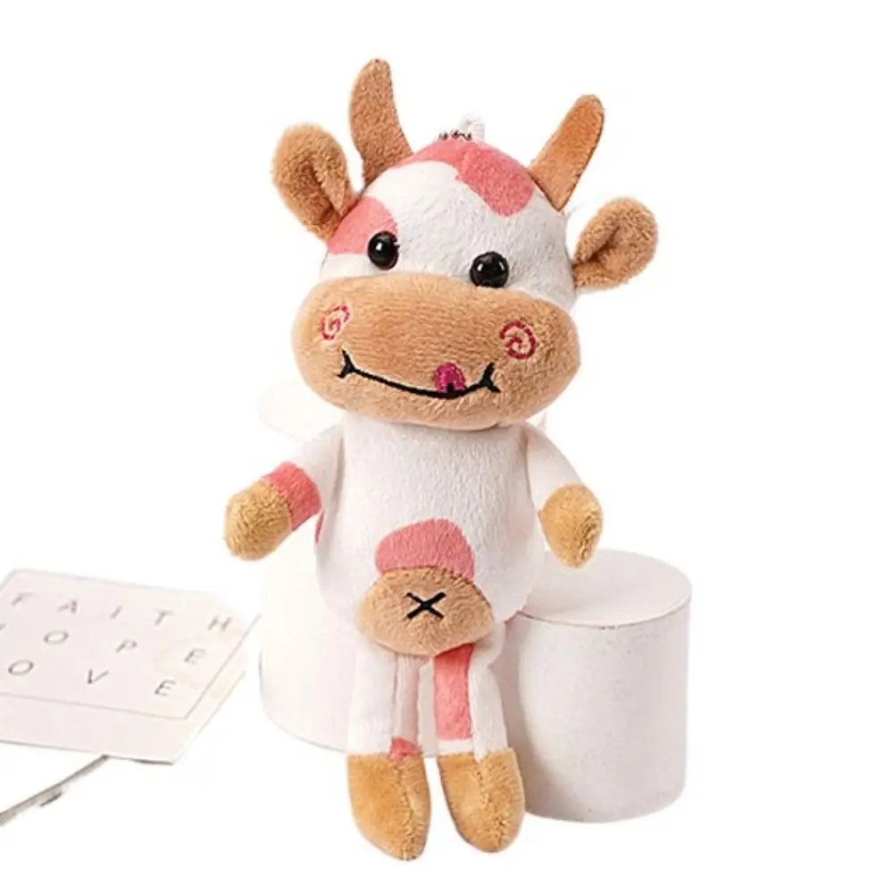 Plushie Milk Cow Plush Keyring Soft PP Cotton Plush Spotted Cow Key Chain Creative Cute Animal Stuffed Doll Keychain Bag Pendant