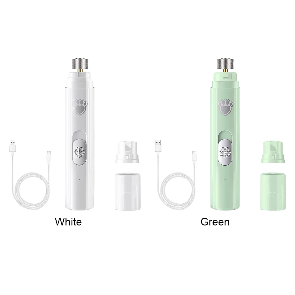 Electric Pet Nail Grinder USB Rechargeable LED Light Pet Nail Clipper Painless 2-Speed with Polisher Wheel for Paws Grooming