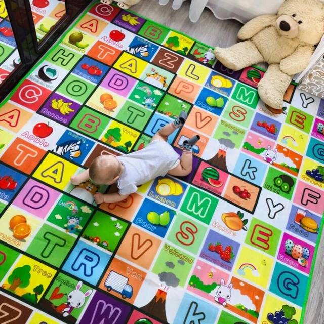 Alfombra de juguete para bebés, 180x120cm, alfombra para niños con  estampado de doble cara, juguetes educativos