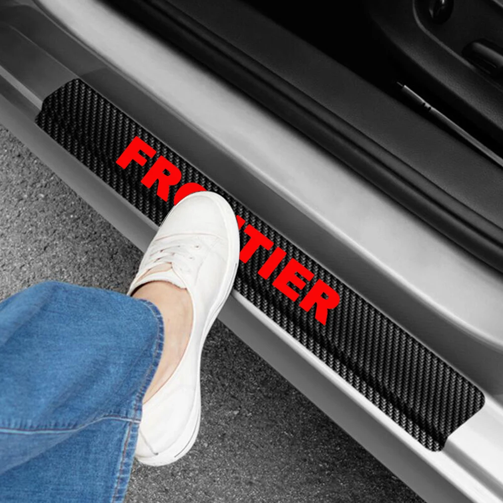 Car Door Entry Guard For Nissan Frontier Car Door Sill Welcome Pedal Sticker 4D Carbon fiber vinyl sticker Car Styling 4PCS