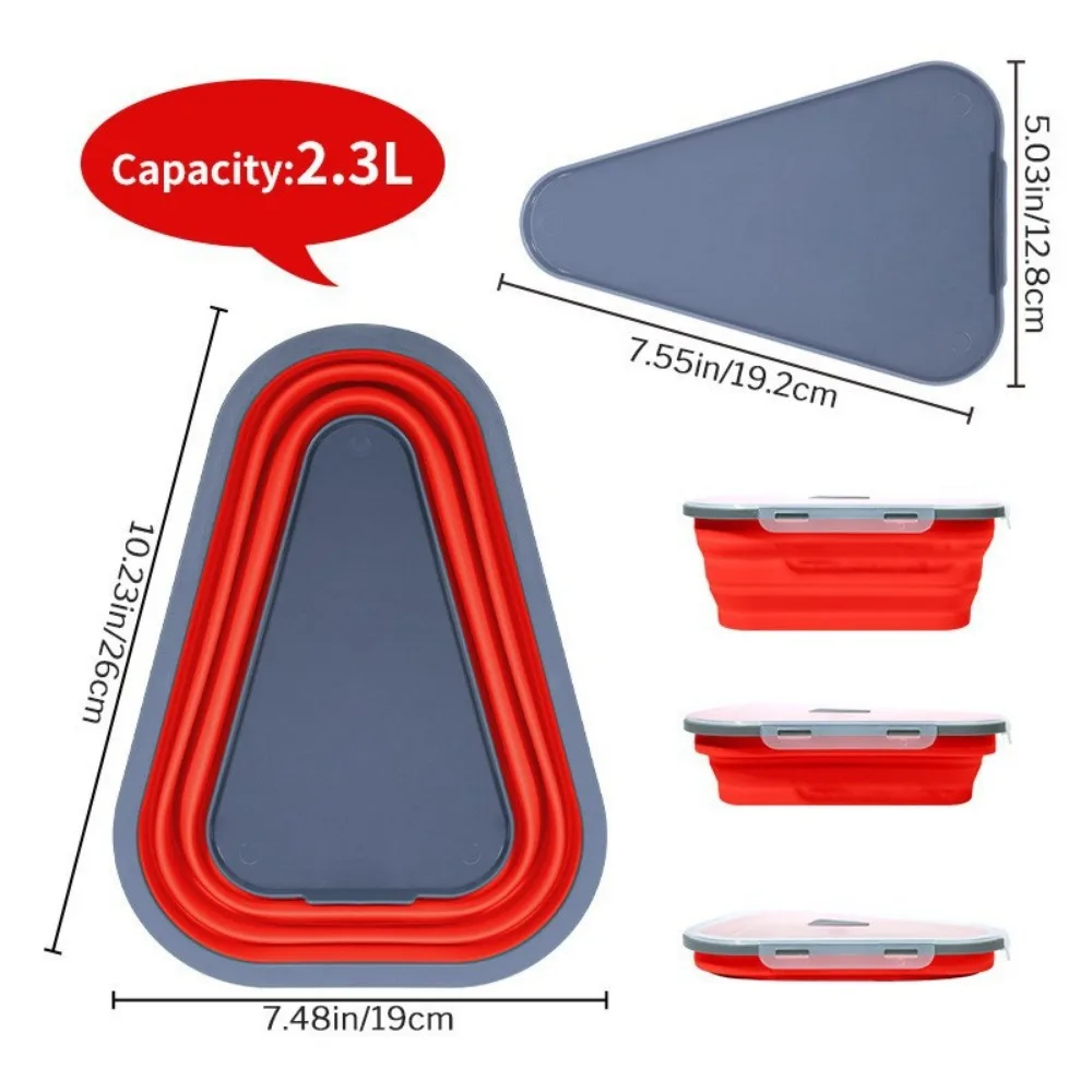 Silicone Foldable Pizza Box Reusable Multifunction Food Grade Triangle Pizza Keeper Container for Kitchen Preservation Box