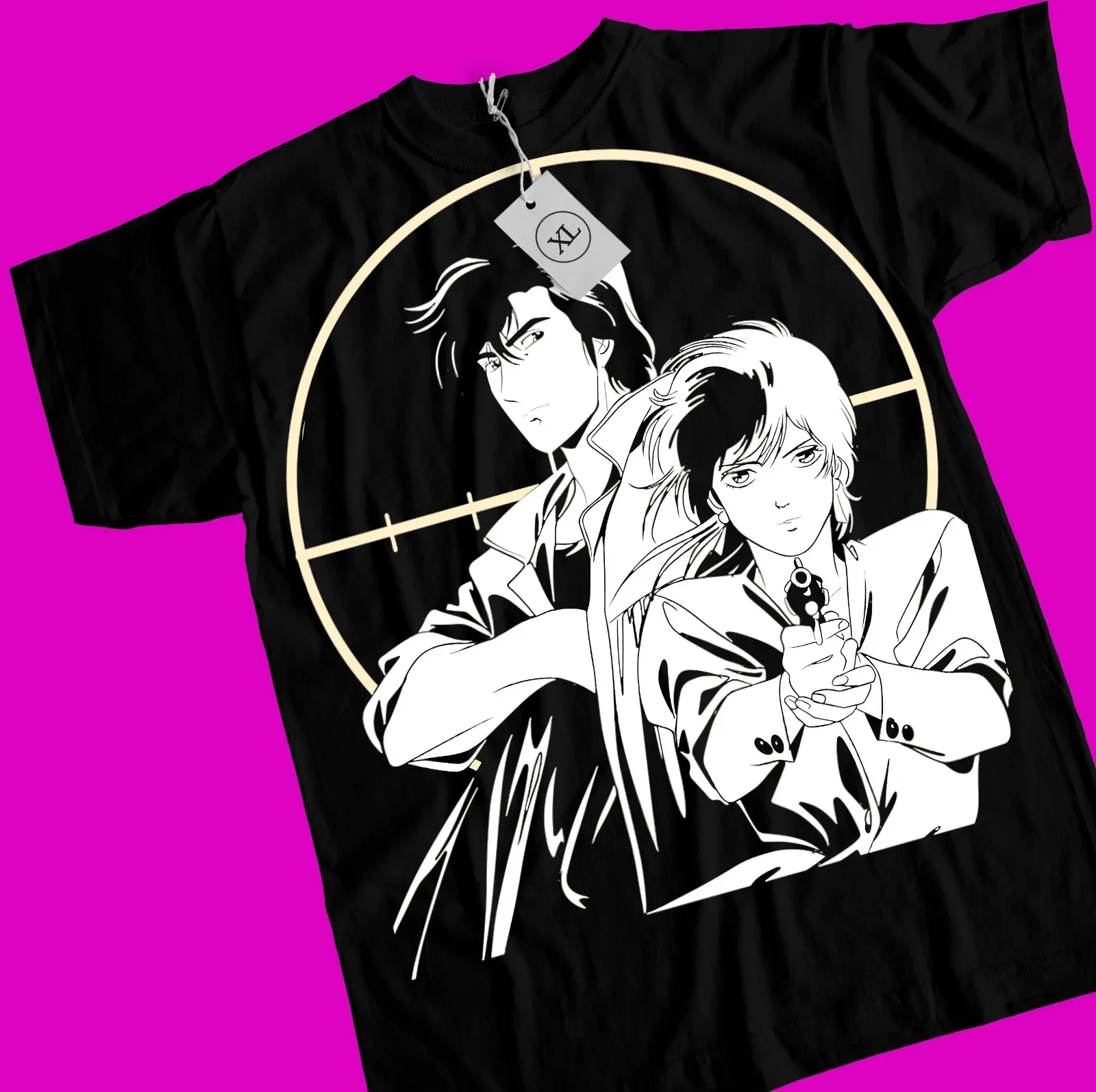 

Ретро футболка для мужчин и женщин Ryo Saeba, Kaori Makimura и City Hunter