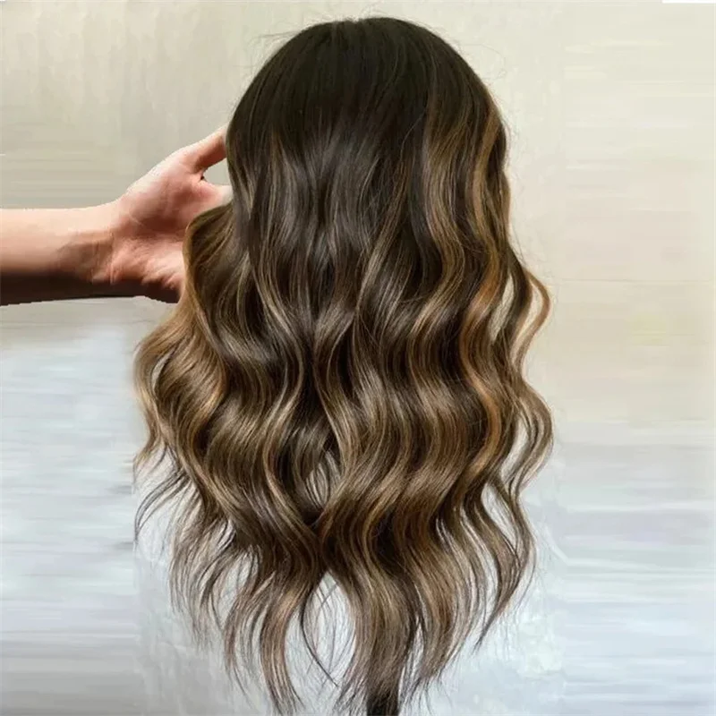 Body Wave Preplucked Ombre Brown 26Inch 5x5 Silk Base Glueless Jewish Human Hair Wig Baby Hair HD Lace European