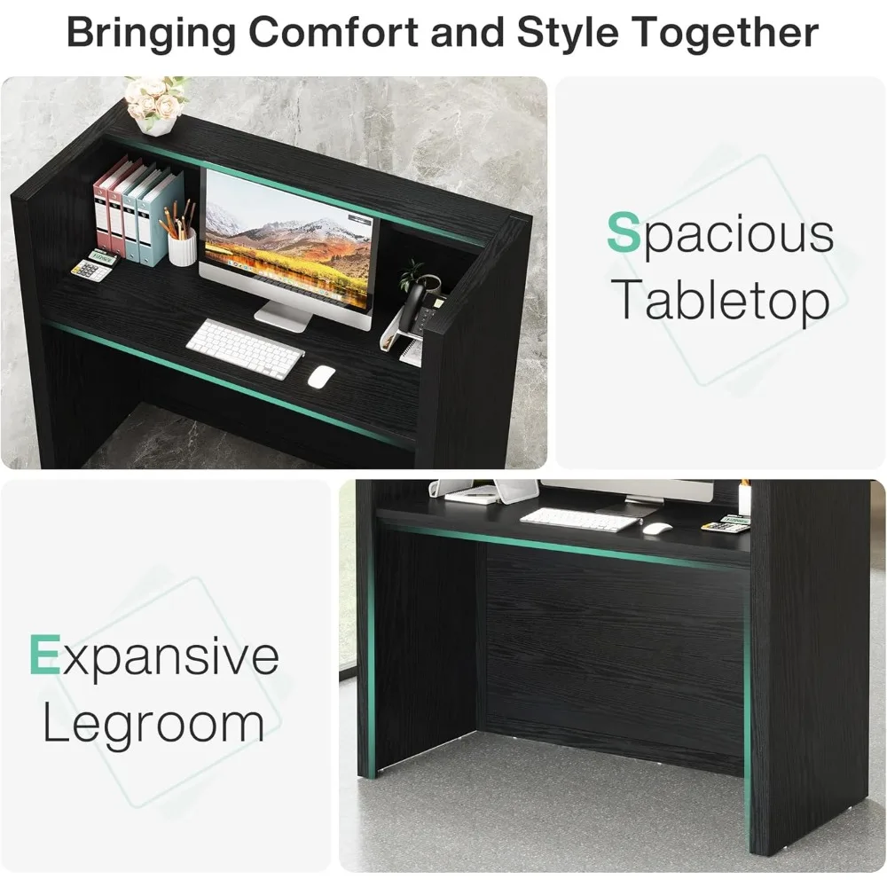 Reception Desk, Modern Front Desk with Counter, 47 Inch Small Retail Counter for Checkout, Lobby, Salon, Small Office, Reception