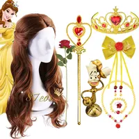 Disney Beauty and the Beast Princes Belle Role Play Headwear Cosplay Costume Accessory Wig Hairpin Crown Birthday Party Dress up