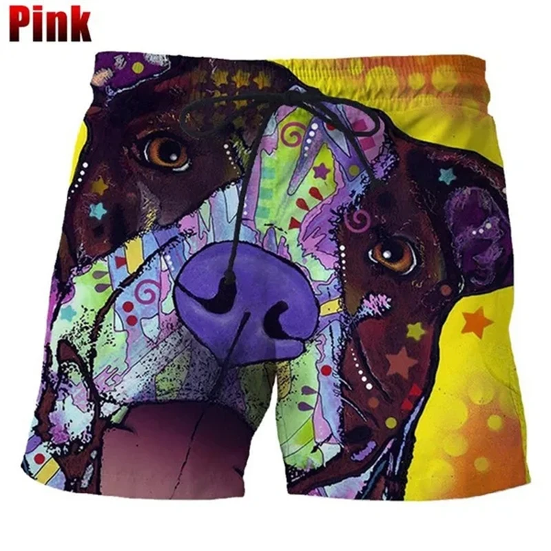 

Summer Unisex Fashion Animal Graphic Printed Beach Pant Color Pitbull Shorts Cool Dog Beach Shorts Swim Shorts Men Short Hombre
