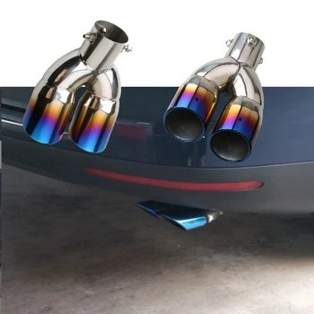 ท่อไอเสียรถยนต์แบบสากลขนาด 63 มม. ปลายท่อคู่ ปลายท่อแบบหนา ทำจากสแตนเลส อุปกรณ์ตกแต่งรถยนต์ ท่อเก็บเสียง 1