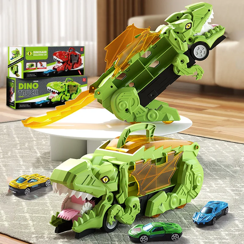 

Transforming Dinosaur Devouring Car with Secret Compartment and Toy Car Set, Educational Toy for Boys Aged 1-3-4perfect mezco