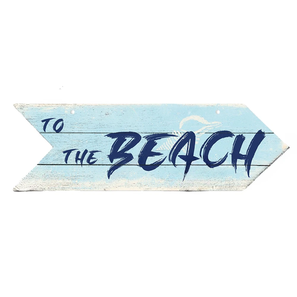thumbnail image 1 of Letrero de madera con forma de flecha para playa, guía de caminos junto al mar, decoración de pared, indicador colgante, placa decorativa para pared de casa de playa, 1 of 5