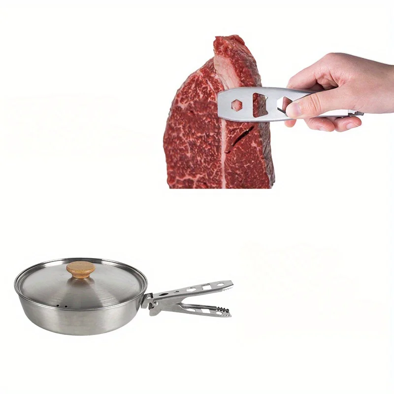 Outdoor Camping Equipment Anti-scalding Pot Holder Multifunctional Barbecue Clip Bottle Opener Picnic Food Clip Kitchen Tools