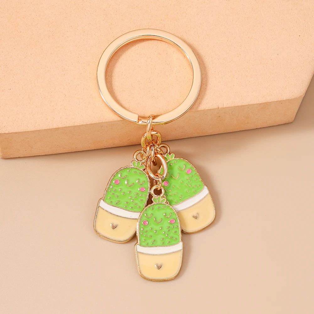 Niedliche Pflanzen-Kaktus-Schlüsselanhänger für Frauen Männer Autoschlüsselhalter Damen Mädchen Handtaschenanhänger Schlüsselringe Accessoires DIY Schmuck Geschenke – Detail 5