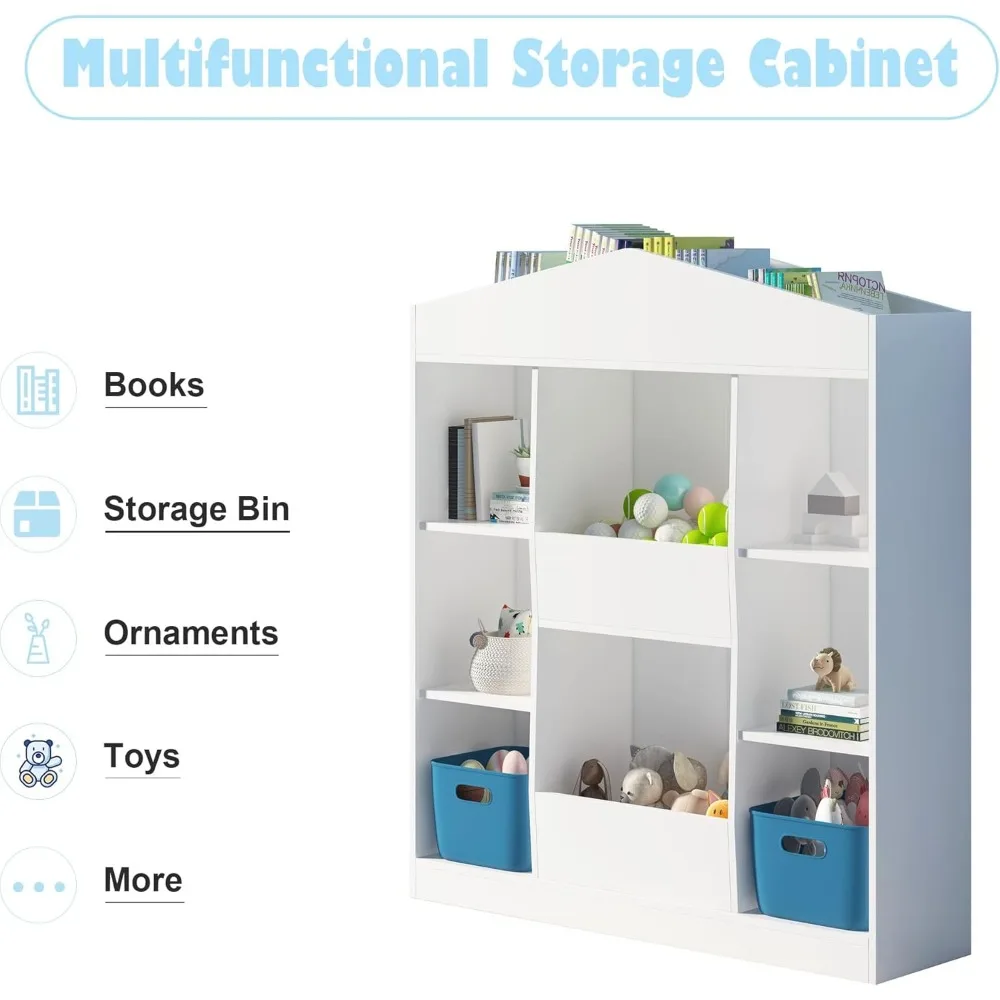 Kids Toy Storage Organizer, 12 Cubby Castle Bookcase and Bookshelf, Nursery Childrens Toddlers Dollhouse Kid Bookshelf 3