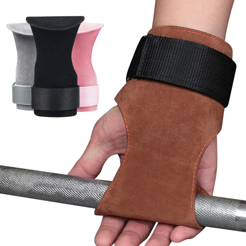 

1Pc Fitness Wristband Non-slip Leather Weightlifting Barbell Grip Band Wrist Support Strength Training Auxiliary Belt Palm Guard