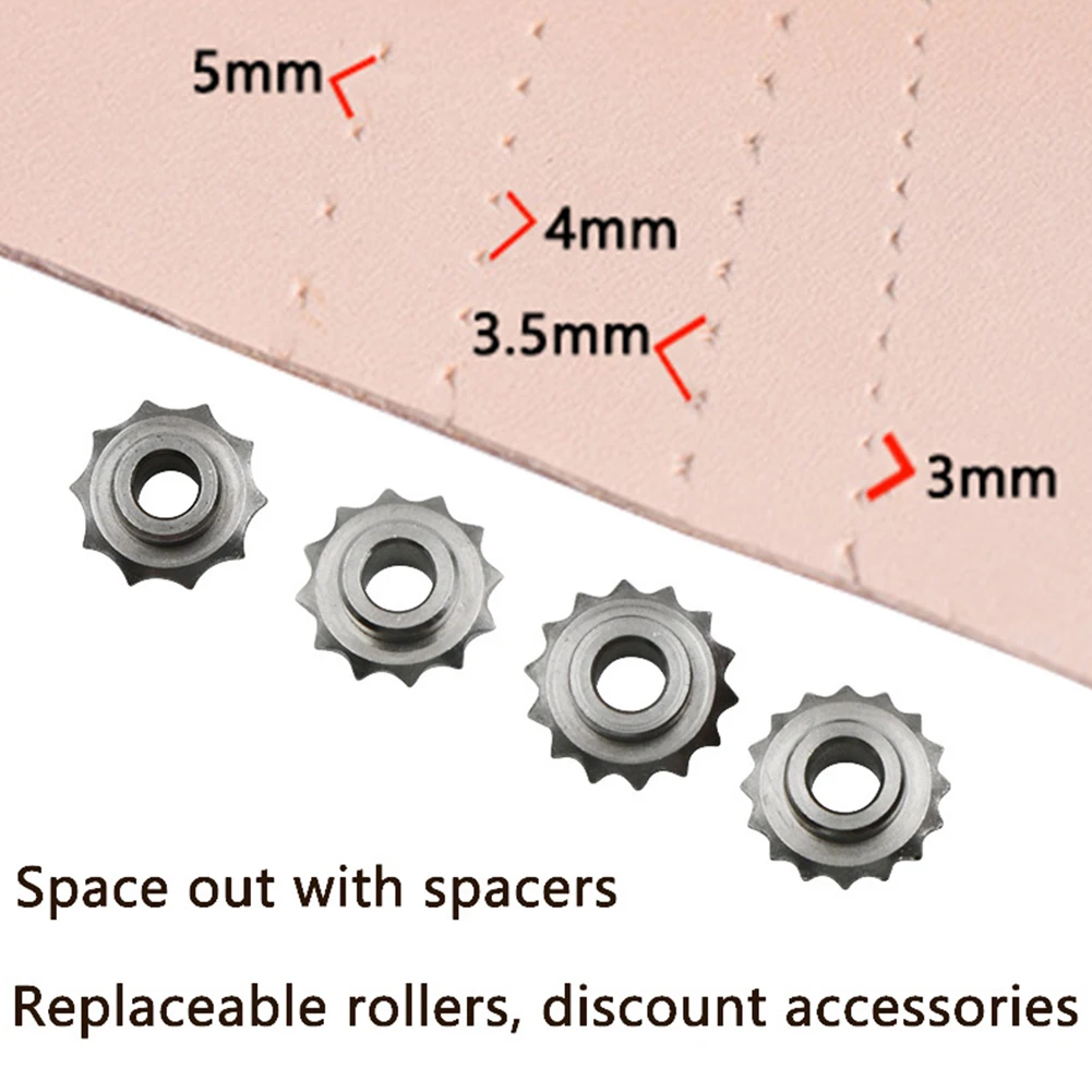 

Durable Leather Craft Kit Spacing Wheel 1 Set 14.5cm/5.71\" Long 2.6cm/1.03\" Diameter 4pcs Rollers For Auxiliary Punch