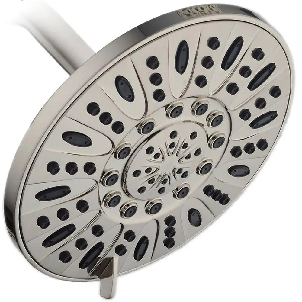 

High Pressure 7" Giant Rainfall Shower Head Brushed Nickel 6 Settings On/Off Pause Mode Angle-adjustable Swivel Ball Joint 9708