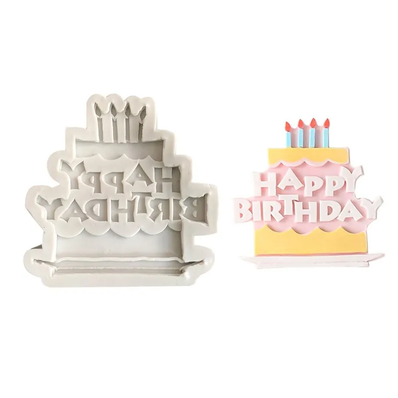 

Силиконовая форма для торта на день рождения, с английскими буквами, счастливая фотография, шоколадное украшение, десерт, кухонные аксессуары для выпечки