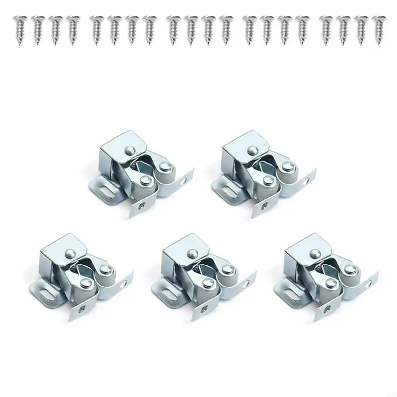 587E Pack of 5 Door Catches Double Roller Strong Hold Cupboard Cabinet Door Catches