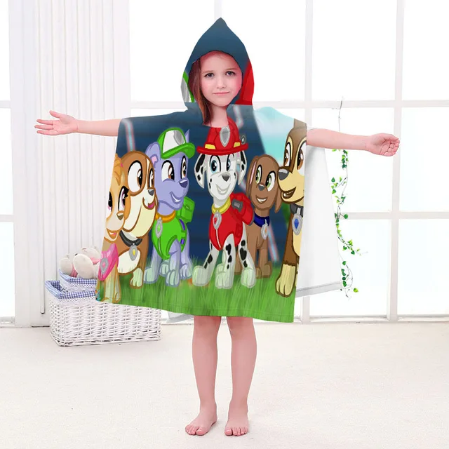 PAW PATROL Kids Bathrobe Spin Master Home Bath Wearable Towel Cotton Hooded Cape Bath Towel Beach Towel Comfortable Cute Gift 5