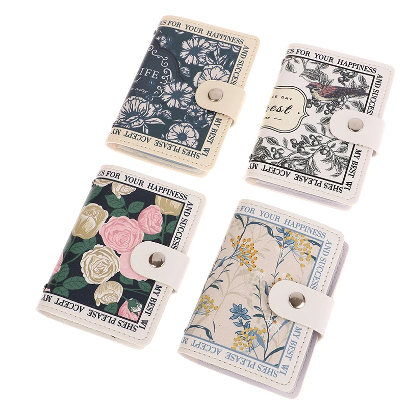 

New Floral Simple Card Holder Organizer Badge Business Bus Card Storage Case Money Bill Wallet Credit Bank ID Card Holder Bag