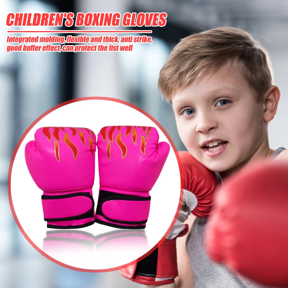 2pcs Boxing Training Fighting Gloves Kid Breathable Sparring Karate Flame Gloves for Effective Working-out Accessories