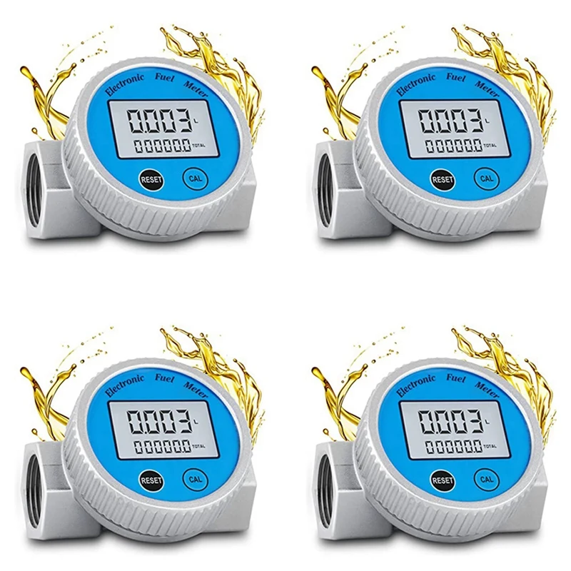 

4X Turbine Flow Meter Waterproof Digital Fuel Flowmeter 2.37-26.41GPM For Water Dieselfuel Methanolkerosene Oil(1In NPT)