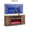 Fireplace TV Stand for 80 Inch TV, Farmhouse Entertainment Center w/LED Lights & 36" Electric Fireplace, Large Media Console 2