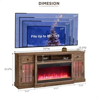 Fireplace TV Stand for 80 Inch TV, Farmhouse Entertainment Center w/LED Lights & 36" Electric Fireplace, Large Media Console 2