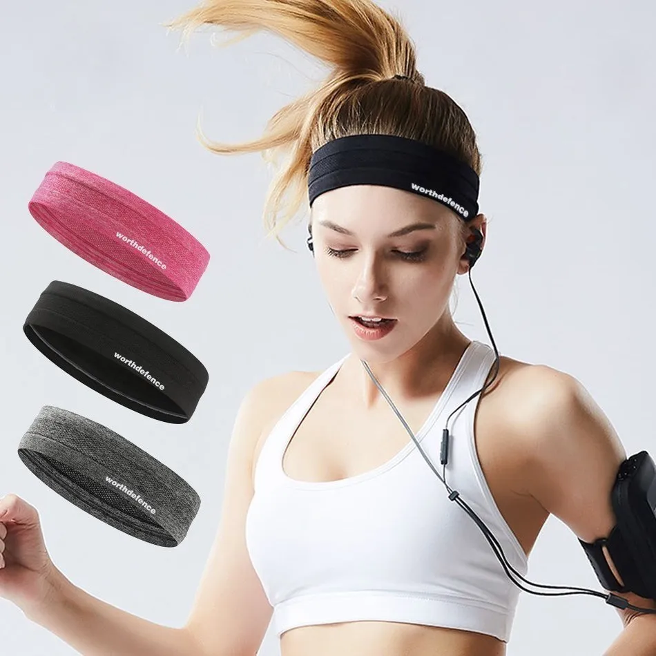 Worthdefence Zweetband Sport Gym Athletic Hoofdband Anti-Slip Vrouwen Mannen Ademende Basketbal Fitness Yoga Volleybal Haarband