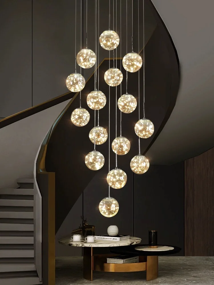 New Modern Spiral Chandelier Indoor Light Living Room Villa Loft Dining Room Kitchen Chandelier Crystal Ball Stair Ceiling Light led chandelier ceiling chandelier