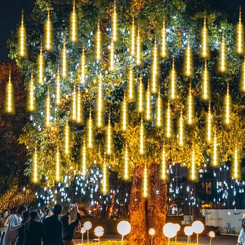 Description Picture 2 of item8/16/24/32Tube 30/50cm LED Meteor Shower String Lights Garden Decor Wedding Halloween Holiday Christmas Tree Decor Navidad 2025