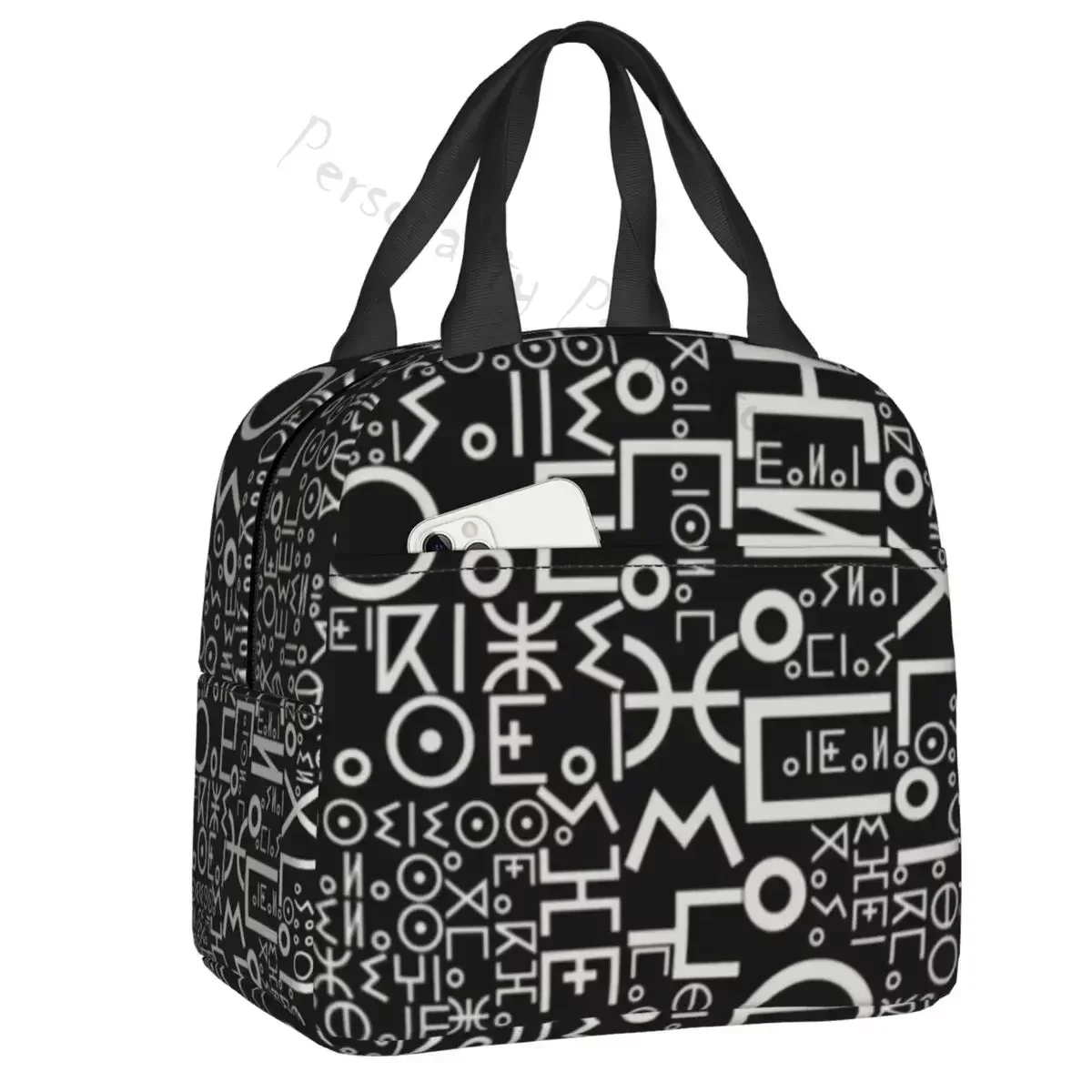 

Imazighen World Flag Amazigh Alphabet Tifinagh Lunch Bag Cooler Thermal Insulated Lunch Box for Women Kids School Food Bags