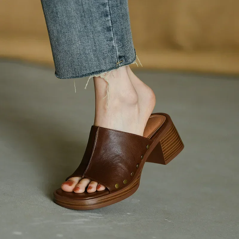 Women Beach Slippers Summer Thick Sole Anti Slip Retro Slippers Women High Heels Comfortable Shoes Zapatillas Mujer 2025 1