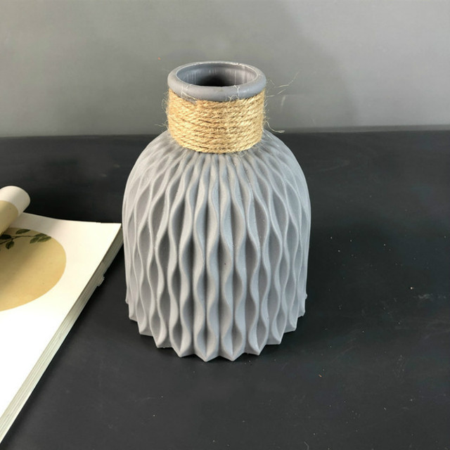 Flower Vase Imitation Ceramic Flower Pot Decoration Desktop Plastic Vase Flower Arrangement Nordic Style Home Decoration