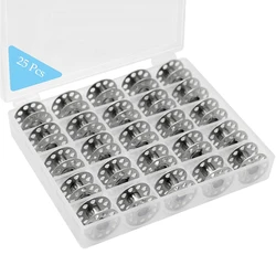 25-Piece Set of Metal Sewing Bobbins with Transparent Storage Box (1)