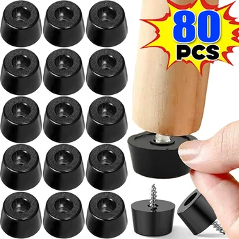 8/80pcs Black Rubber Feet Pads Floor Protectors Chair Furniture Leg Cover Speaker Cabinet Bottom Tips Absorber Non-slip Gaskets