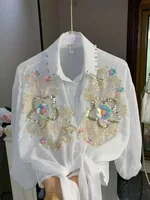 Chemisiers et Cardigans Brodés de Paillettes Scintillantes pour Femmes – Hauts Coréens Populaires Anti-UV Printemps-Été 5