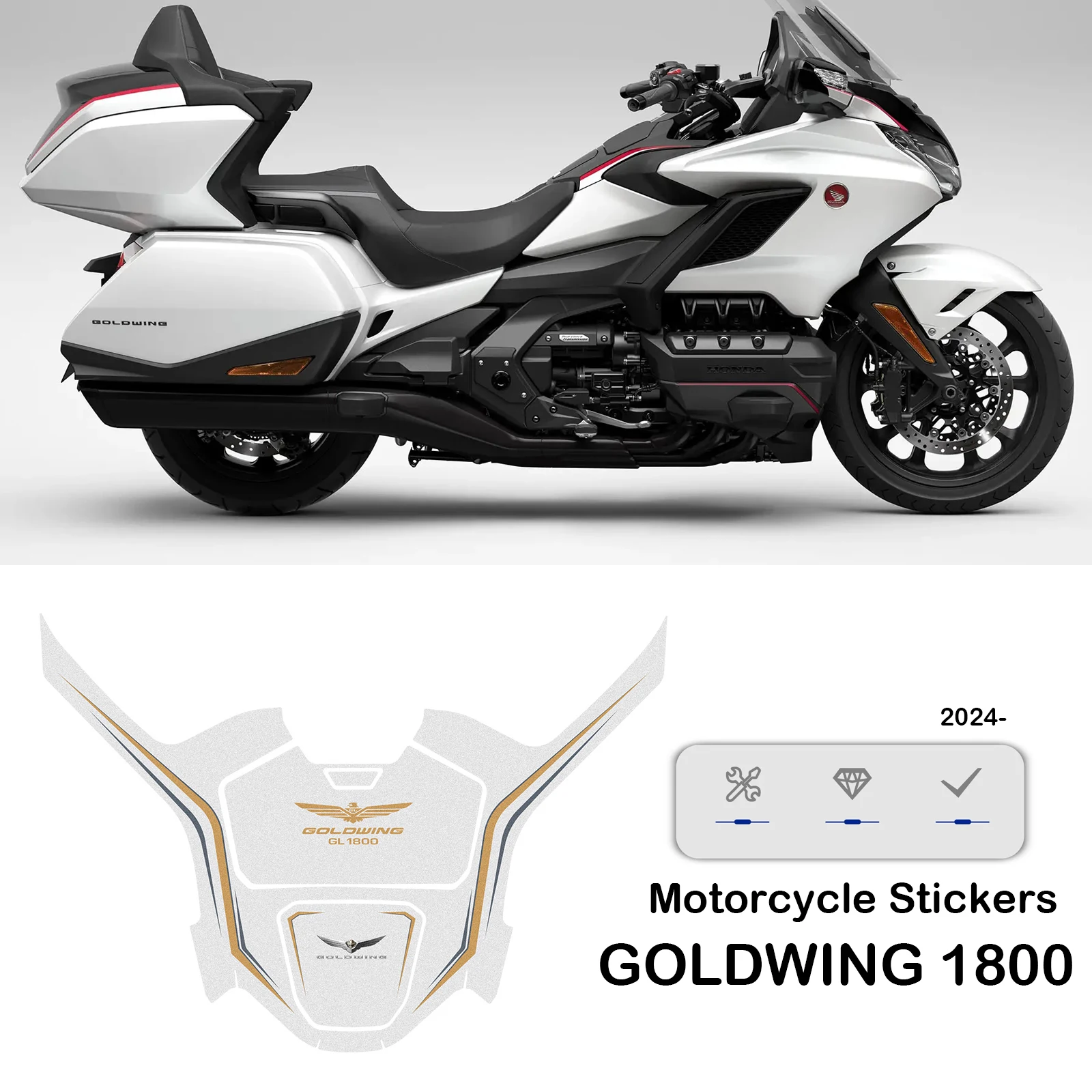 GL1800 Stickers For Honda Goldwing  Decals GL 1800 Gold Wing 2023 Sticker Decoration Tank Protection Kit PVC Accessories 2018 2023 for honda gold wing gl1800 f6b tank pad stickers oil gas protector cover decoration transparent motorcycle accessories