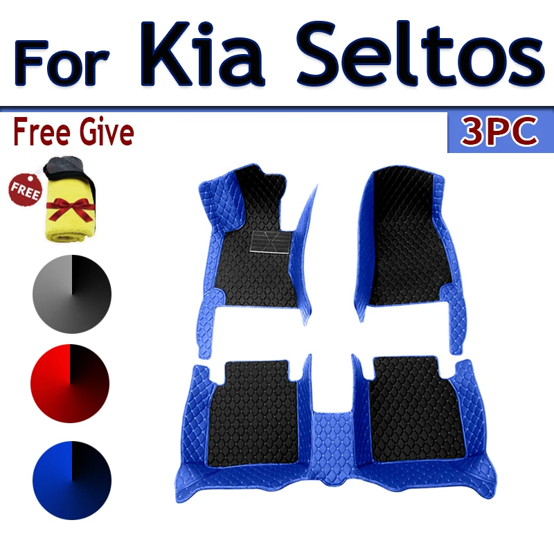 

Car Floor Mats For Kia Seltos 2020~2022 Luxury Leather Mat Waterproof Rugs Carpet Anti Dirty Pad Interior Parts Car Accessories