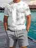 2 Piece Summer Casual Everyday Men's Short Sleeve Shorts Set Hawaiian Print Men's T-shirt Outdoor Sports Men's Beach Shorts 3