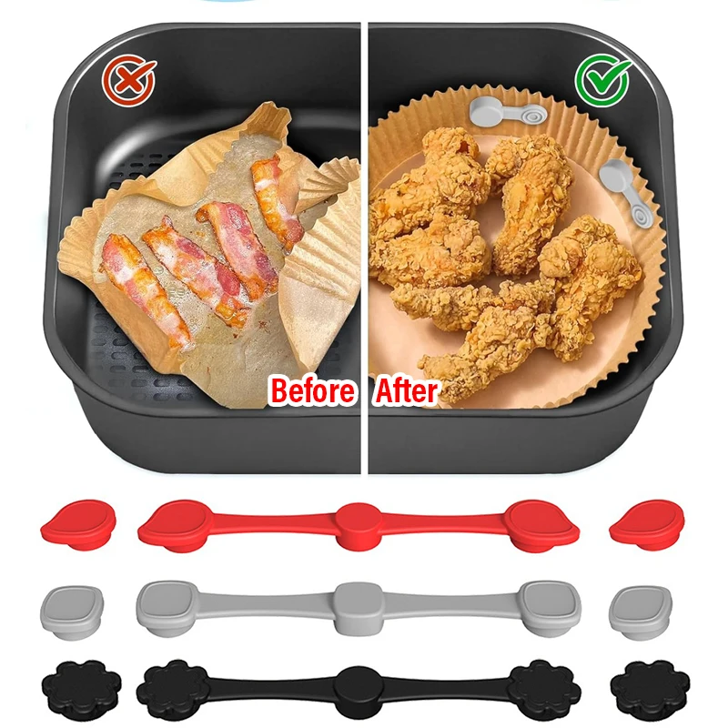 Silicone Air Fryer Magnetic Buckle for Securing Parchment Paper and Preventing Liner Burning